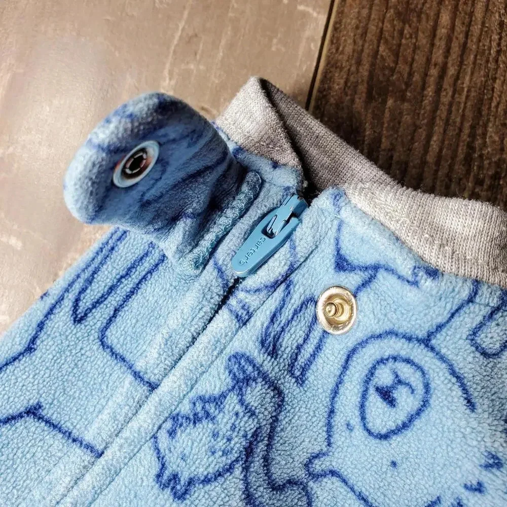 Carter's Blue Forest Animal Print Fleece Blanket Sleeper Pajamas Boys Size 4T